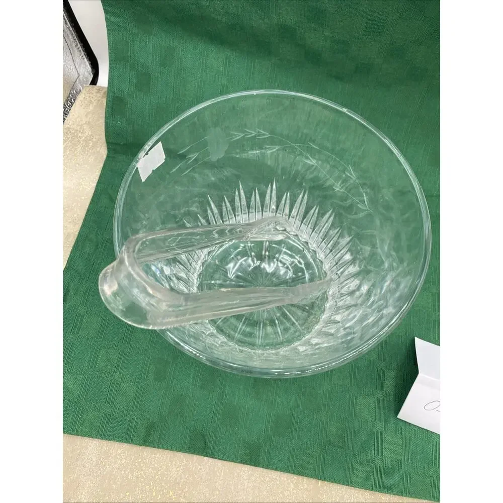 Vintage 1974 Princess House Heritage Ice Bucket Etched Floral Design